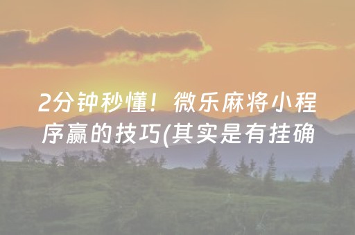 2分钟秒懂！微乐麻将小程序赢的技巧(其实是有挂确实有挂)