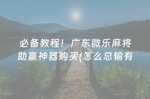 必备教程！广东微乐麻将助赢神器购买(怎么总输有什么猫腻)