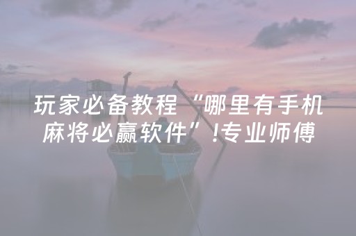玩家必备教程“哪里有手机麻将必赢软件”!专业师傅带你一起了解（详细教程）-知乎