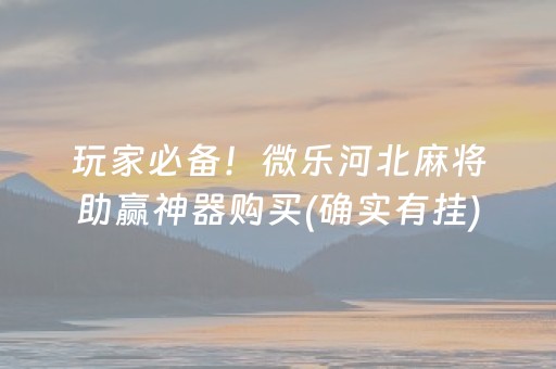 玩家必备！微乐河北麻将助赢神器购买(确实有挂)