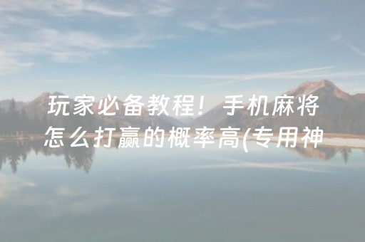 玩家必备教程！手机麻将怎么打赢的概率高(专用神器胡牌技巧)
