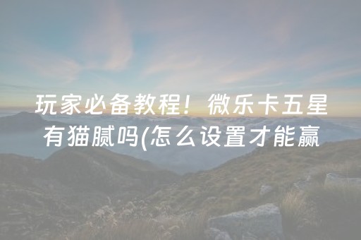 玩家必备教程！微乐卡五星有猫腻吗(怎么设置才能赢)