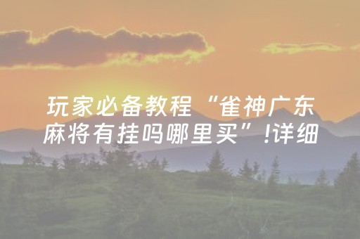 玩家必备教程“雀神广东麻将有挂吗哪里买”!详细开挂教程-知乎