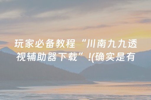 玩家必备教程“川南九九透视辅助器下载”!(确实是有挂)-知乎