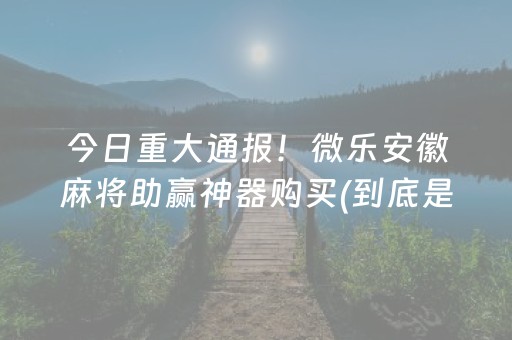 今日重大通报！微乐安徽麻将助赢神器购买(到底是不是有挂)