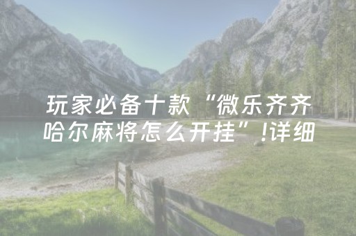 玩家必备十款“微乐齐齐哈尔麻将怎么开挂”!详细开挂教程-知乎