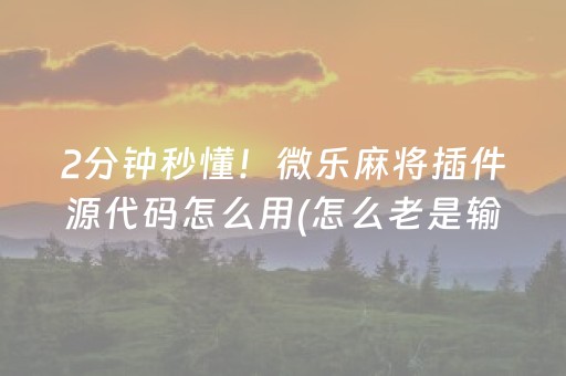 2分钟秒懂！微乐麻将插件源代码怎么用(怎么老是输)