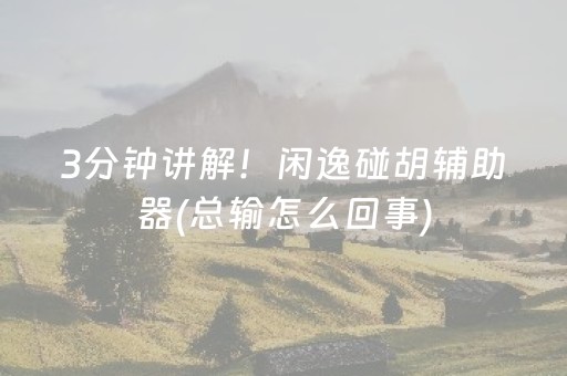 3分钟讲解！闲逸碰胡辅助器(总输怎么回事)