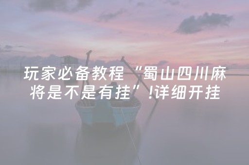 玩家必备教程“蜀山四川麻将是不是有挂”!详细开挂教程-知乎