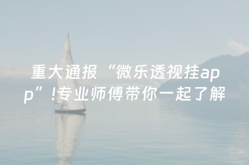 重大通报“微乐透视挂app”!专业师傅带你一起了解（详细教程）-知乎