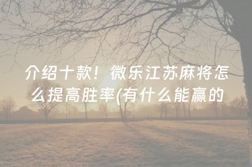 介绍十款！微乐江苏麻将怎么提高胜率(有什么能赢的方法)