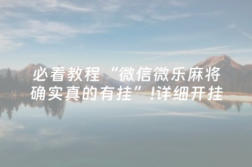 必看教程“微信微乐麻将确实真的有挂”!详细开挂教程-知乎
