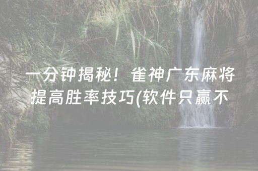 一分钟揭秘！雀神广东麻将提高胜率技巧(软件只赢不输)