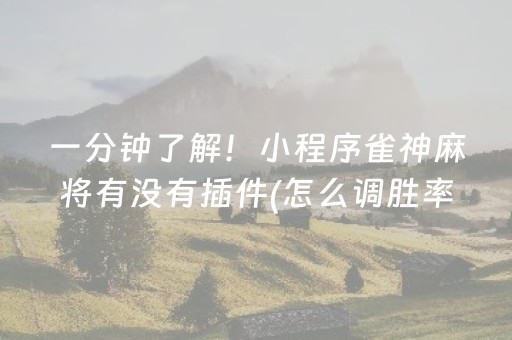 一分钟了解！小程序雀神麻将有没有插件(怎么调胜率)