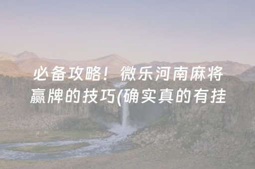 必备攻略！微乐河南麻将赢牌的技巧(确实真的有挂)