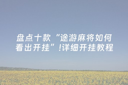 盘点十款“途游麻将如何看出开挂”!详细开挂教程-知乎