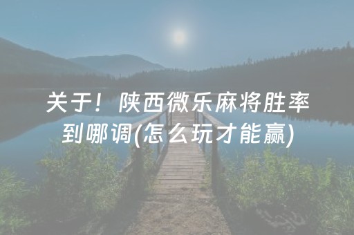 关于！陕西微乐麻将胜率到哪调(怎么玩才能赢)