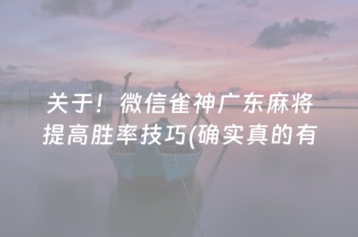 关于！微信雀神广东麻将提高胜率技巧(确实真的有挂)