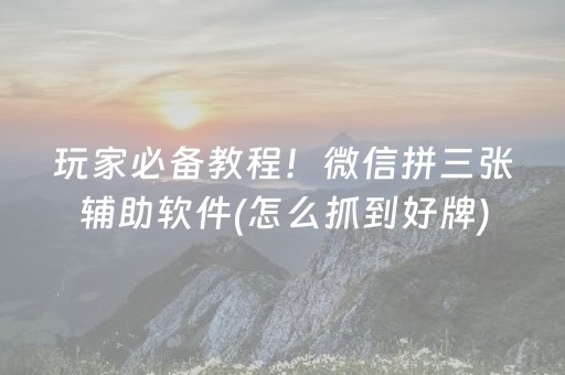 玩家必备教程！微信拼三张辅助软件(怎么抓到好牌)