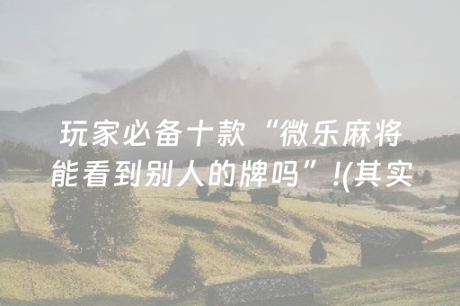 玩家必备十款“微乐麻将能看到别人的牌吗”!(其实确实有挂)-知乎