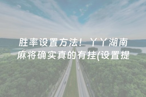 胜率设置方法！丫丫湖南麻将确实真的有挂(设置提高好牌几率)