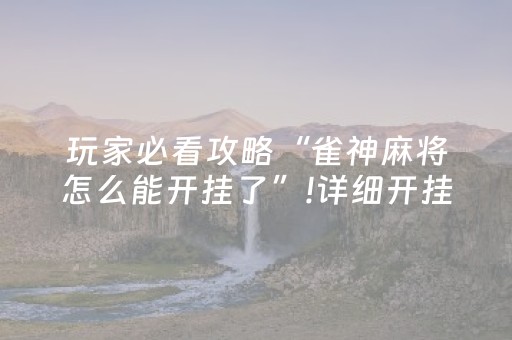 玩家必看攻略“雀神麻将怎么能开挂了”!详细开挂教程-知乎