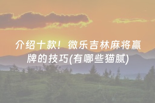 介绍十款！微乐吉林麻将赢牌的技巧(有哪些猫腻)