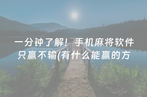 一分钟了解！手机麻将软件只赢不输(有什么能赢的方法)