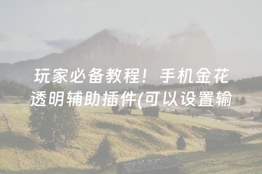 玩家必备教程！手机金花透明辅助插件(可以设置输赢吗)