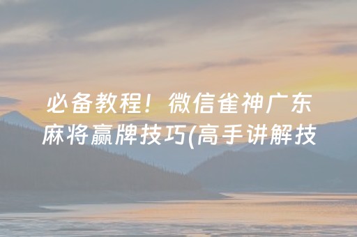 必备教程！微信雀神广东麻将赢牌技巧(高手讲解技术)