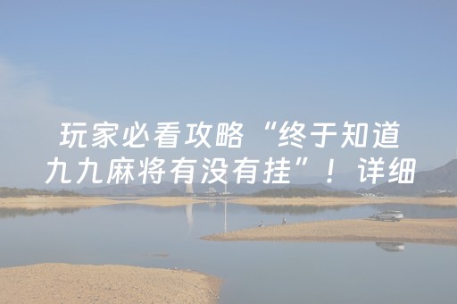 玩家必看攻略“终于知道九九麻将有没有挂”！详细开挂教程（确实真的有挂)-知乎