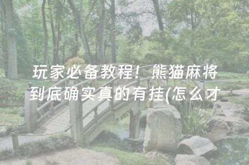 玩家必备教程！熊猫麻将到底确实真的有挂(怎么才能起到好牌)