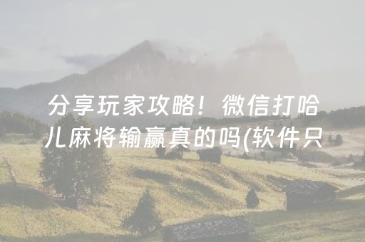 分享玩家攻略！微信打哈儿麻将输赢真的吗(软件只赢不输)