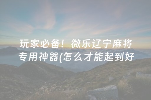 玩家必备！微乐辽宁麻将专用神器(怎么才能起到好牌)