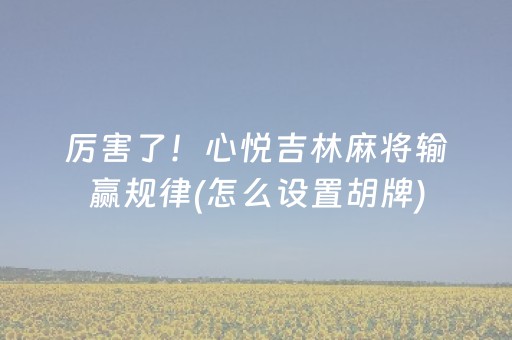 厉害了！心悦吉林麻将输赢规律(怎么设置胡牌)
