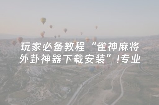 玩家必备教程“雀神麻将外卦神器下载安装”!专业师傅带你一起了解（详细教程）-知乎
