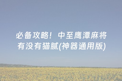 必备攻略！中至鹰潭麻将有没有猫腻(神器通用版)
