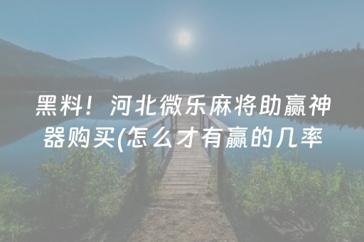 黑料！河北微乐麻将助赢神器购买(怎么才有赢的几率)
