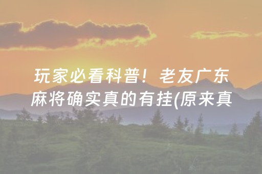 玩家必看科普！老友广东麻将确实真的有挂(原来真的有挂)