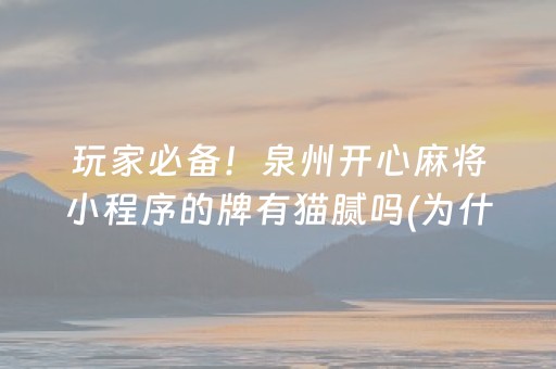 玩家必备！泉州开心麻将小程序的牌有猫腻吗(为什么一直输)