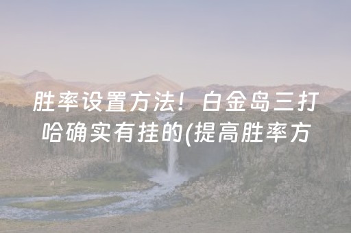胜率设置方法！白金岛三打哈确实有挂的(提高胜率方法)