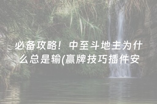 必备攻略！中至斗地主为什么总是输(赢牌技巧插件安装)
