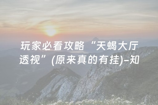 玩家必看攻略“天蝎大厅透视”(原来真的有挂)-知乎