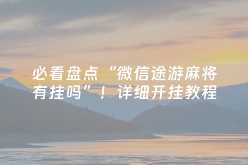 必看盘点“微信途游麻将有挂吗”！详细开挂教程（确实真的有挂)-知乎