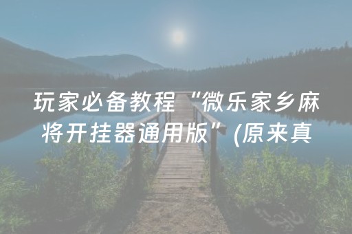 玩家必备教程“微乐家乡麻将开挂器通用版”(原来真的有挂)-知乎