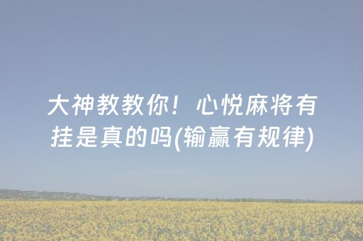 大神教教你！心悦麻将有挂是真的吗(输赢有规律)
