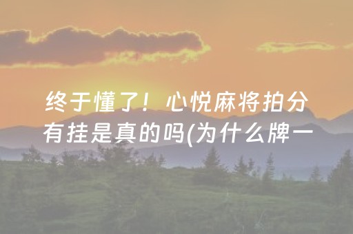 终于懂了！心悦麻将拍分有挂是真的吗(为什么牌一直很差)