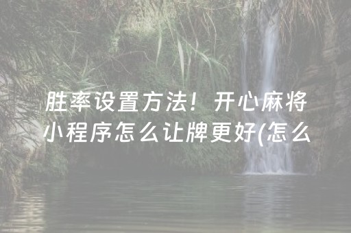 胜率设置方法！开心麻将小程序怎么让牌更好(怎么玩赢几率大)