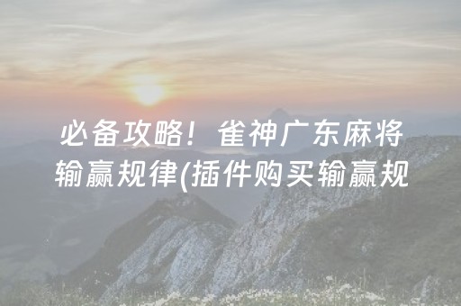 必备攻略！雀神广东麻将输赢规律(插件购买输赢规律)