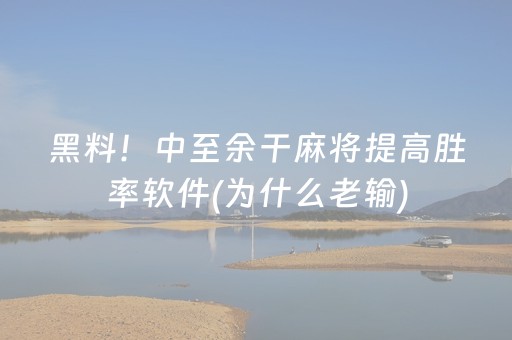 黑料！中至余干麻将提高胜率软件(为什么老输)